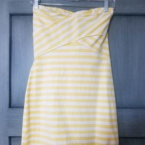 American Eagle,  yellow and white strapless dress